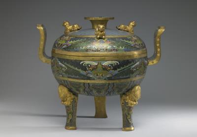 图片[2]-Copper ding-type tripod incense burner in cloisonne enamels, Qing dynasty (1644-1911)-China Archive